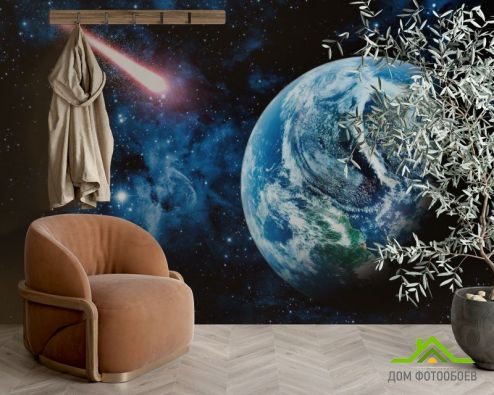 выбрать Фотошпалери Земля і комета Фотошпалери Фотошпалери Космос: малюнок, різнобарвний  на стіну