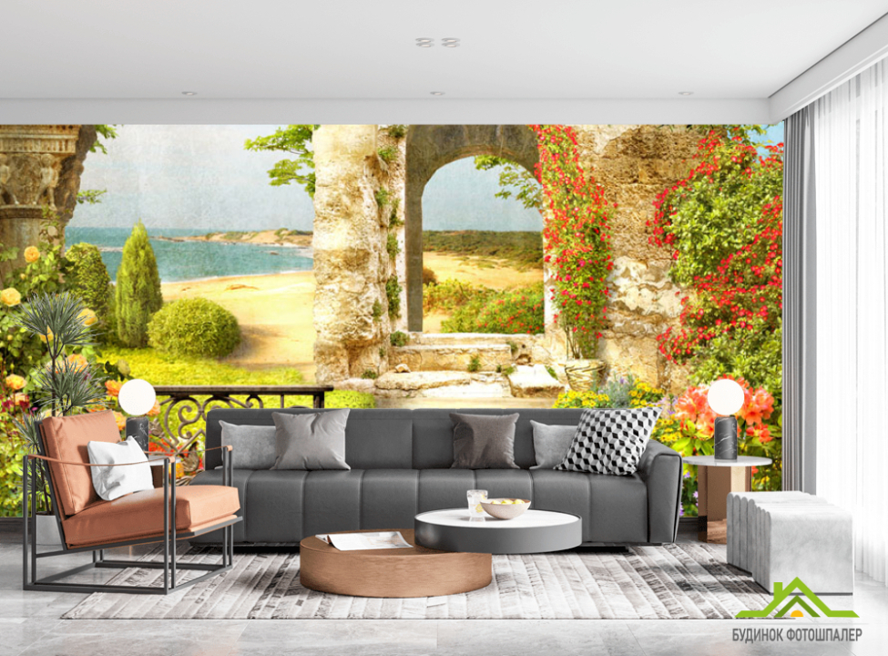 выбрать Фотообои Фреска винтажная с аркой Каталог фотообоев на стену
