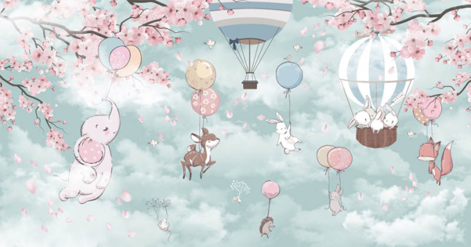 Фотообои Звери на воздушном шару