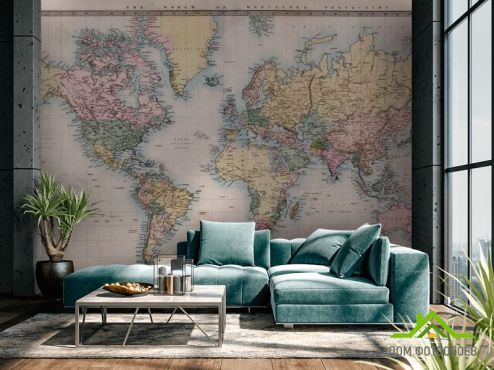 выбрать Фотошпалери Карта світу з маштабом Фотошпалери карта Світу на стіну