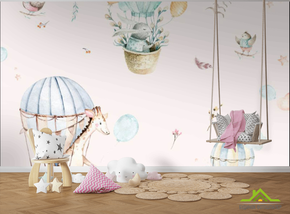 выбрать Фотошпалери Тварини в повітряній кульці патерн Каталог фотошпалер на стіну