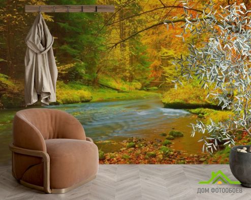 выбрать Фотообои яркий осенний лес Фотообои Фотообои Природа: горизонталная, горизонтальная ориентация на стену