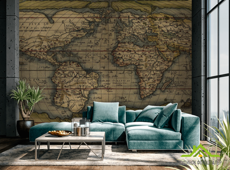 выбрать Фотошпалери Вінтажна карта світу Каталог фотошпалер на стіну
