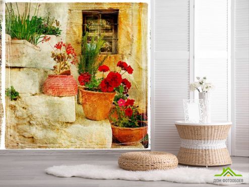 выбрать Фотообои Цветы на ступеньках  на стену