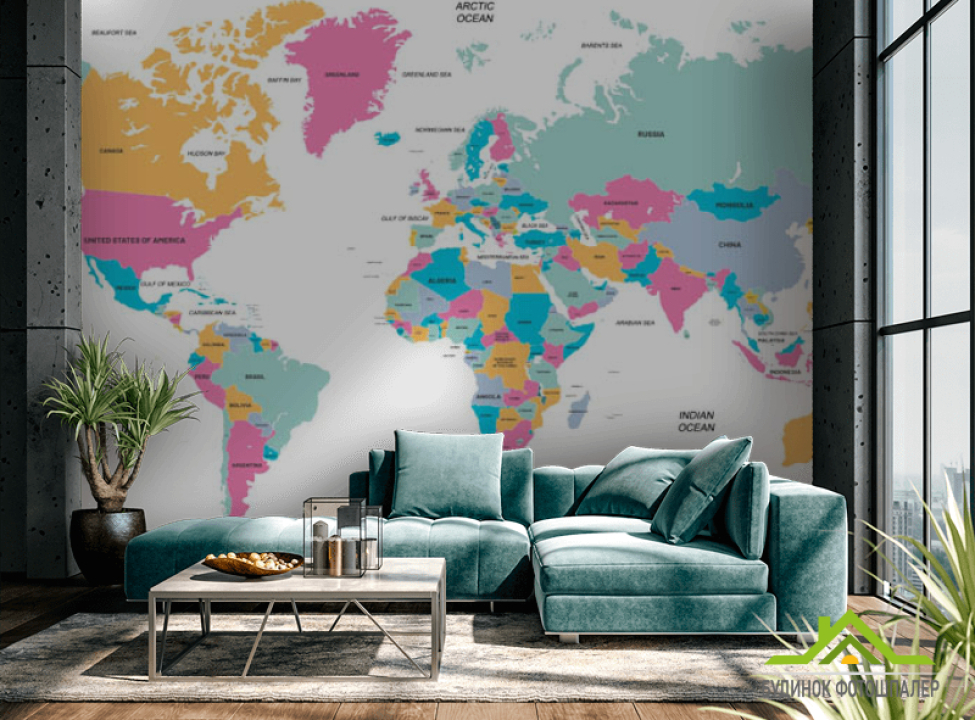 выбрать Фотошпалери яскрава карта Каталог фотошпалер на стіну