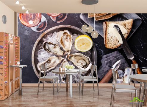выбрать Фотошпалери Устриці, хліб Кафе та Ресторани: квадратна, горизонтальна орієнтація на стіну