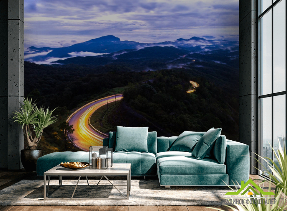 выбрать Фотошпалери гірська вечірня дорога Каталог фотошпалер на стіну