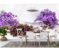 Фотообои в кухню Кофе, цветы