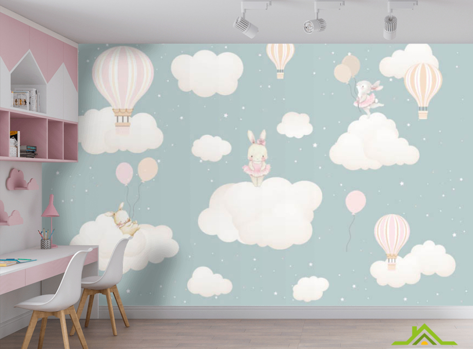 выбрать Фотошпалери Зайчата на хмаринках для хлопчиків Каталог фотошпалер на стіну