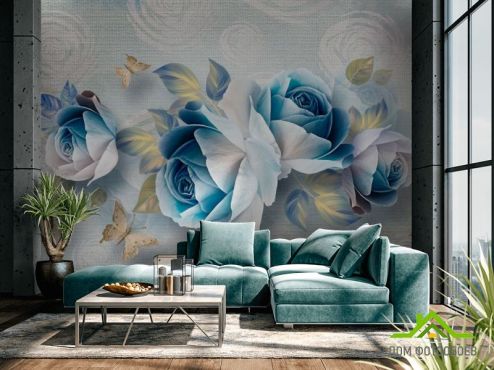 выбрать Фотошпалери Сині квіти Фотошпалери в стилі бароко на стіну