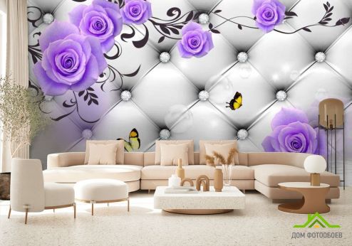 выбрать Фотообои 3д фиолетовые розы Фотообои Фотообои Цветы: горизонталная, горизонтальная на стену