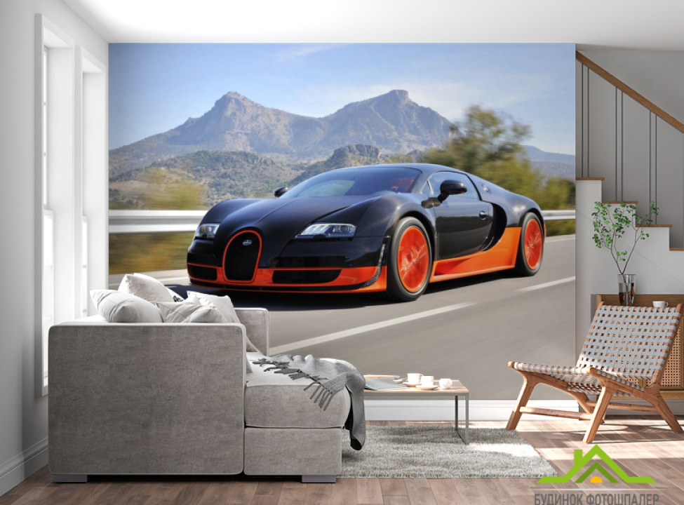 выбрать Фотошпалери чорно-червоний автомобіля в русі Каталог фотошпалер на стіну