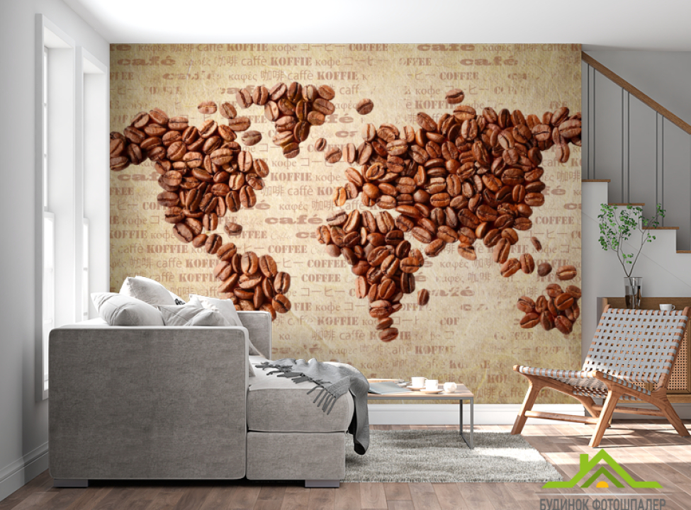 выбрать Фотообои Карта из кофе Каталог фотообоев на стену