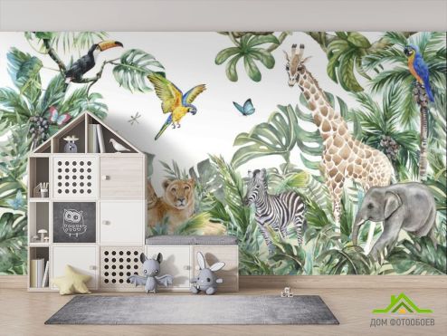выбрать Фотошпалери акварельні джунглі Колекція для дитячої кімнати на стіну