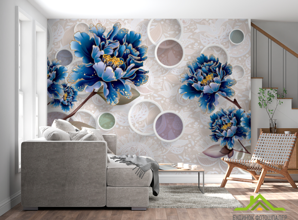 выбрать Фотошпалери Квіти сині об'ємні Каталог фотошпалер на стіну