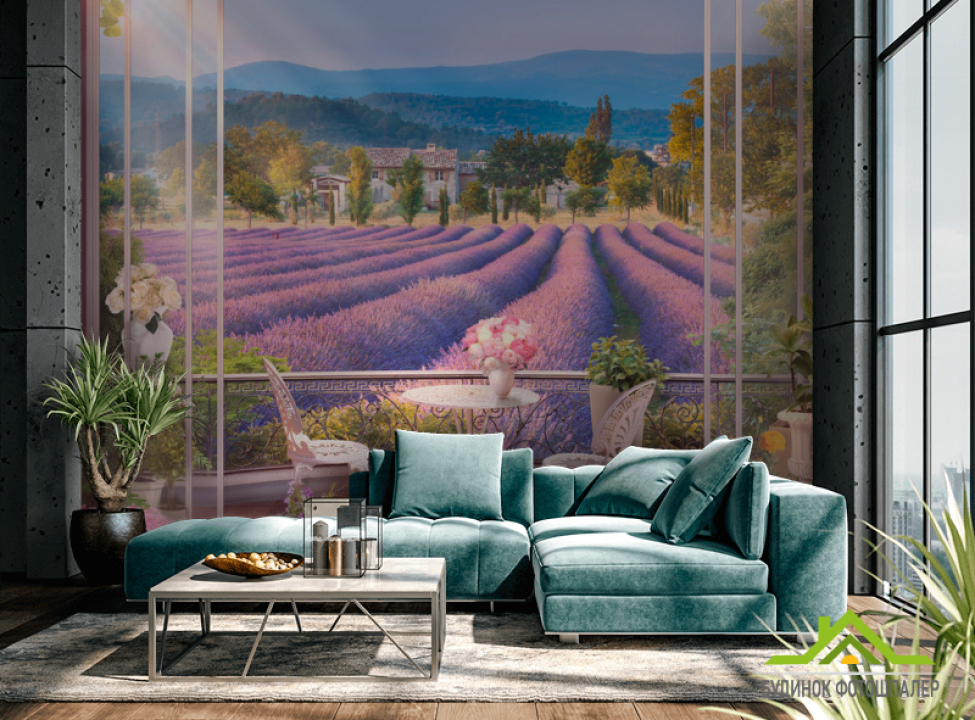 выбрать Фотообои Вид на лавандовое поле Фотообои Вид из окна на стену