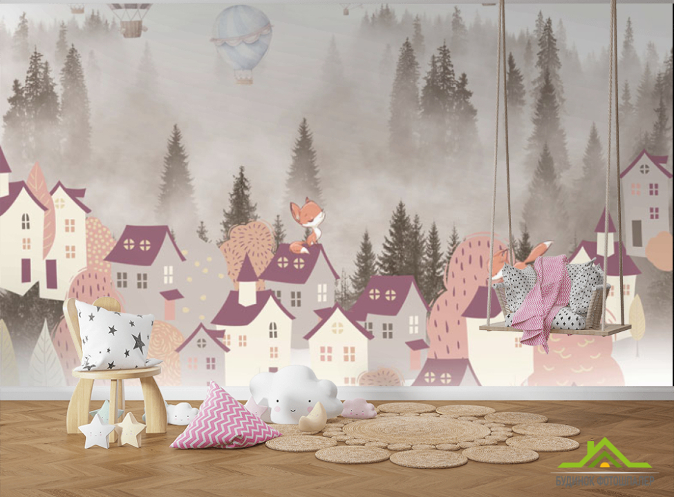 выбрать Фотошпалери Будиночки на лісовій галявині Фотошпалери Little kids на стіну