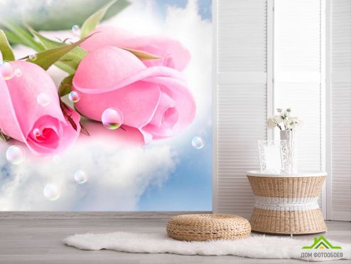 выбрать Фотошпалери Блідо-рожеві троянди Фотошпалери Фотошпалери Квіти: квадратна, фото орієнтація на стіну