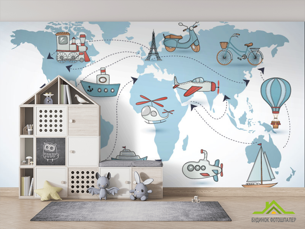 Фотообои Карта детская для маленьких путешественников