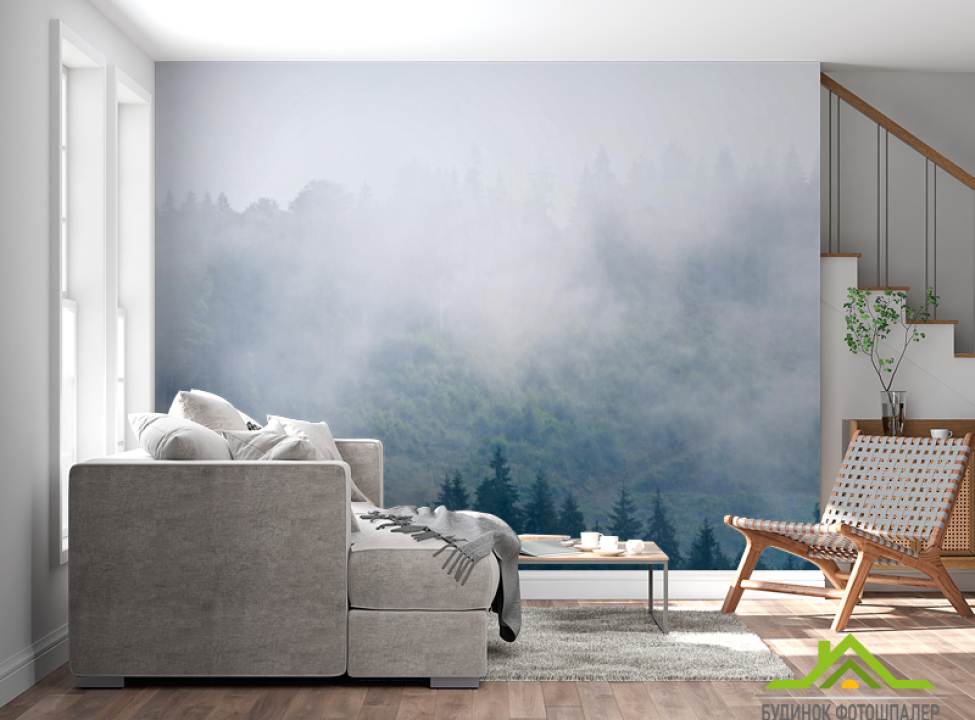 выбрать Фотошпалери туман в лісі Фотошпалери в скандинавському стилі на стіну