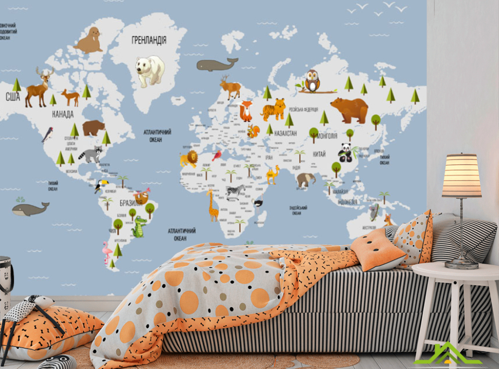 выбрать Фотообои Голубая карта для девочки на украинском Каталог фотообоев на стену