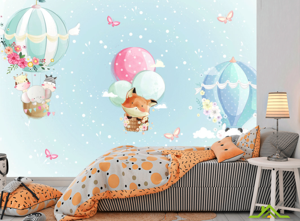выбрать Фотошпалери Блакитні повітряні кульки Фотошпалери Little kids на стіну