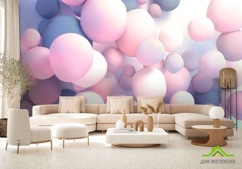 выбрать Фотообои Розовые 3д шары Фотообои, цвет: «» на стену