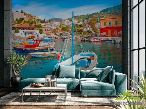 выбрать Фотообои Лодки на Греческих островах Фотообои Греция на стену