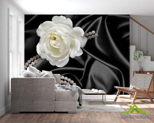 выбрать Фотообои Роза с жемчугом Фотообои Фотообои Цветы: черный на стену