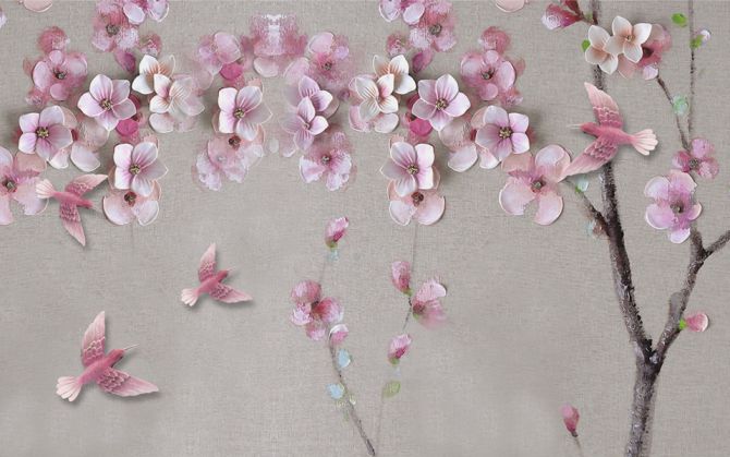 Фотообои Розовая ветка сакуры