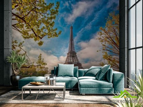 выбрать Фотообои Париж осенью Голубые фотообои на стену