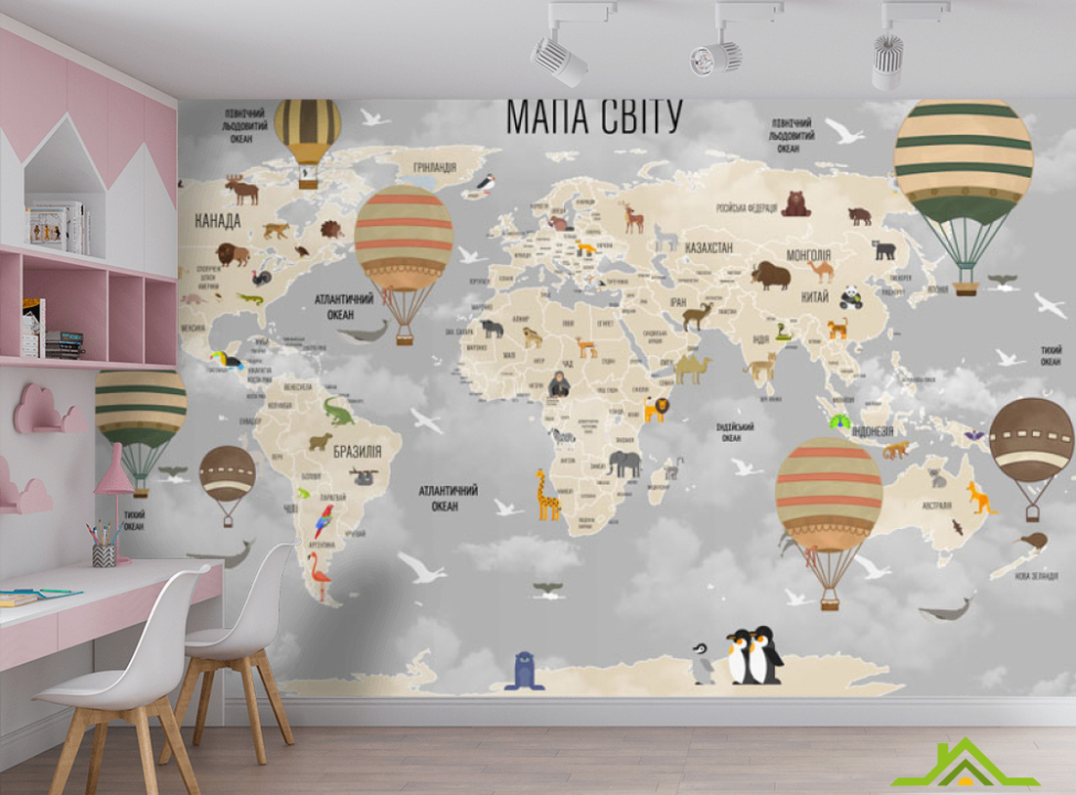 выбрать Фотошпалери Карта англійською Каталог фотошпалер на стіну