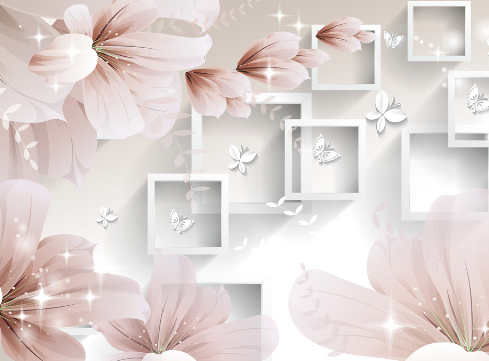 выбрать Фотообои  Абстрактные обьемные цветы Фотообои 3Д на стену