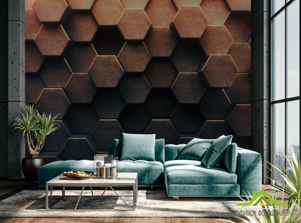 выбрать Фотообои Обьемные 3д гексагоны Фотообои 3Д на стену