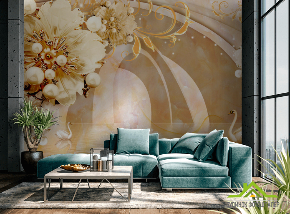 выбрать Фотошпалери Тонель з золотими квітами Каталог фотошпалер на стіну