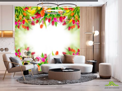 выбрать Фотообои Рамка из тюльпанов Фотообои Фотообои Цветы: фото  на стену