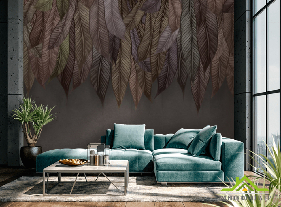 выбрать Фотошпалери 3Д листя зі стелі Каталог фотошпалер на стіну