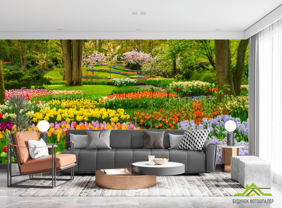 выбрать Фотообои разноцветная цветочная поляна Каталог фотообоев на стену