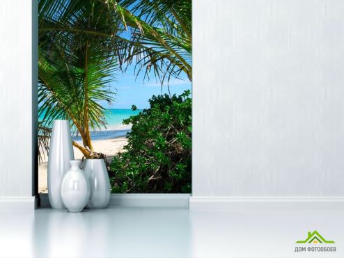выбрать Фотообои Зелень на пляже Фотообои Фотообои Пляж: вертикальная ориентация на стену