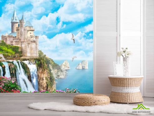 выбрать Фотообои Чайки, небо, замок Фотообои Фотообои Дизайнерские фрески: квадратная ориентация на стену