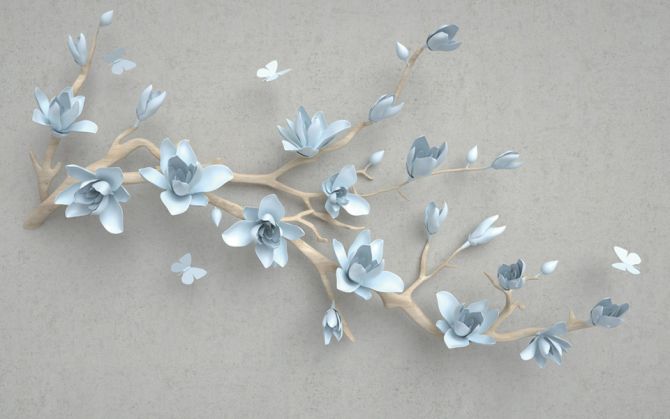 Фотообои Ветка голубых цветов