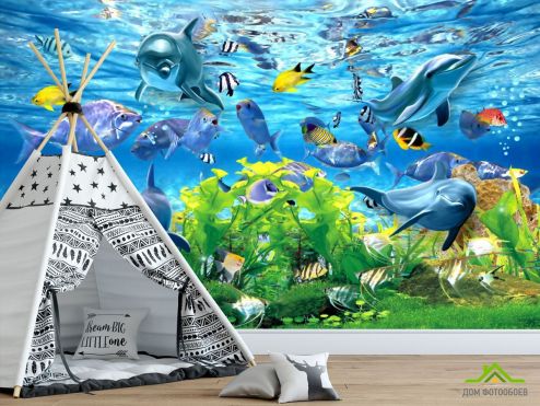 выбрать Фотообои 3д подводный мир Фотообои Фотообои в детскую: горизонталная, горизонтальная ориентация на стену