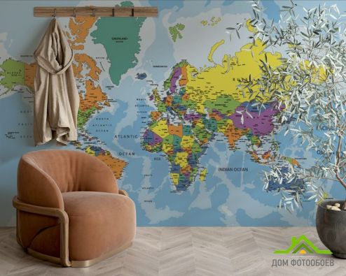 выбрать Фотообои Карта мира на английском Фотообои карта Мира на стену
