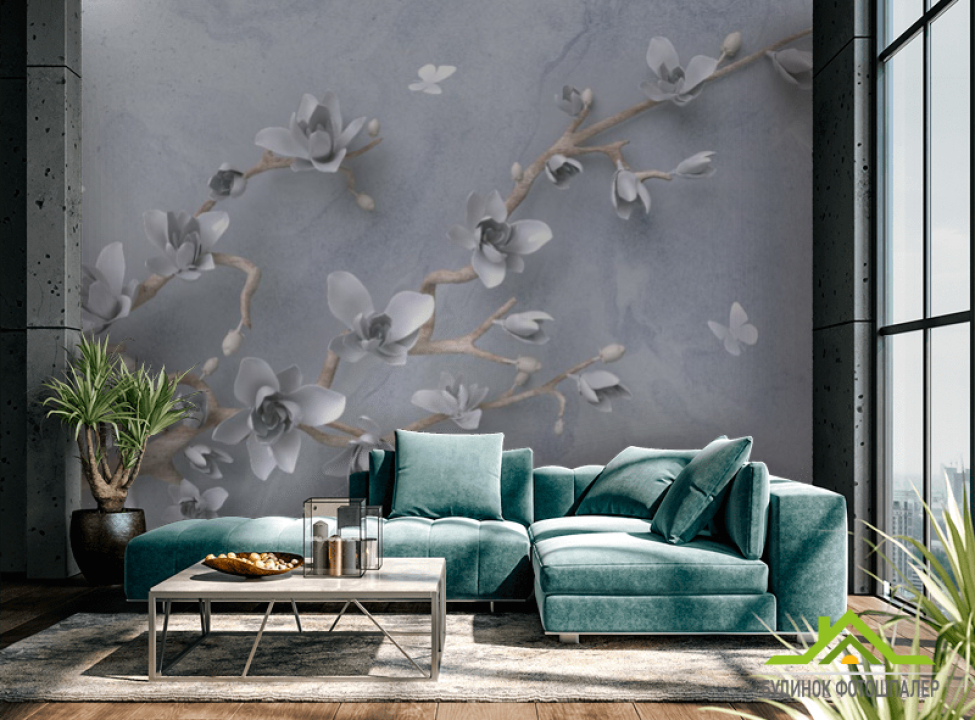 выбрать Фотошпалери гілка з квітами 3д Каталог фотошпалер на стіну