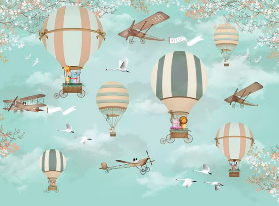 выбрать Фотообои воздушные шары на бирюзовом фоне Фотообои Little kids на стену