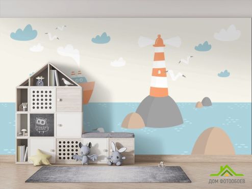 выбрать Фотообои Кораблик и маяк Фотообои, цвет: «горизонталная, горизонтальная» на стену