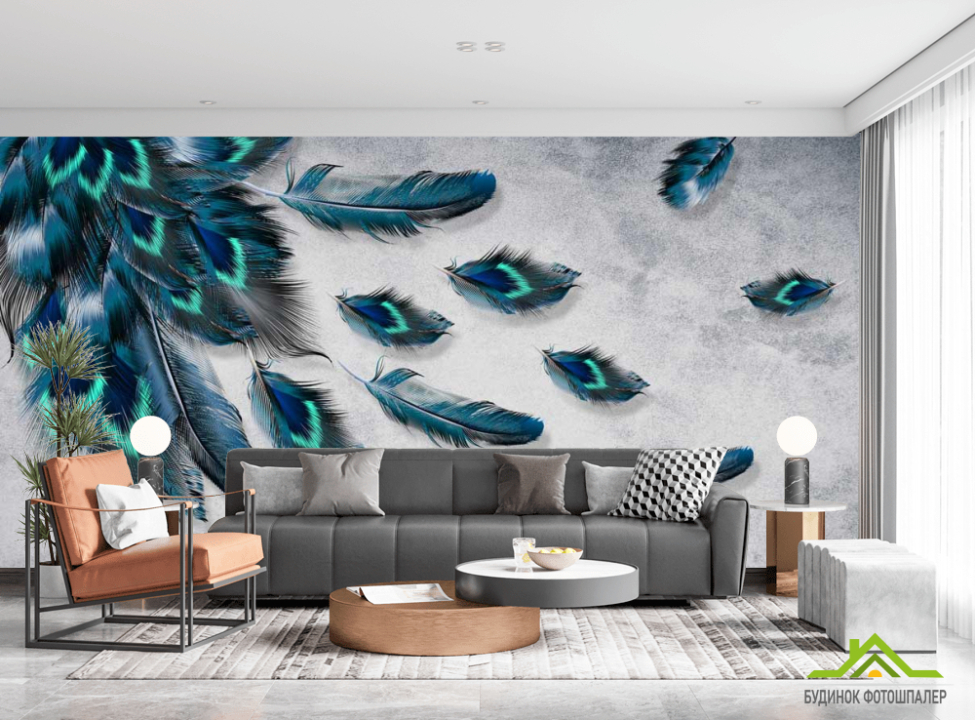 выбрать Фотошпалери Бірюзові пір'я Каталог фотошпалер на стіну