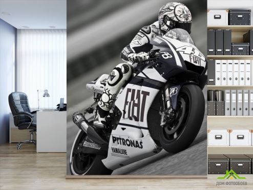 выбрать Фотообои черно-белый мотоциклист Фотообои Транспорт на стену