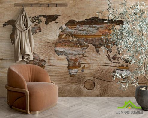 выбрать Фотообои Текстурная карта из дерева Фотообои Фотообои карта Мира: горизонталная, горизонтальная ориентация на стену