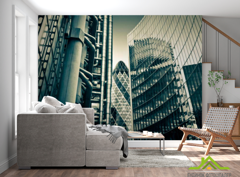 выбрать Фотообои Стеклянные высотки Фотообои Современный город на стену